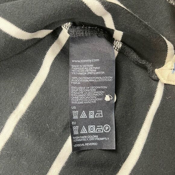 Tommy Hilfiger Polo‎ Shirt Mens Large L Black Striped Custom Fit Short Sleeve - Picture 5 of 8